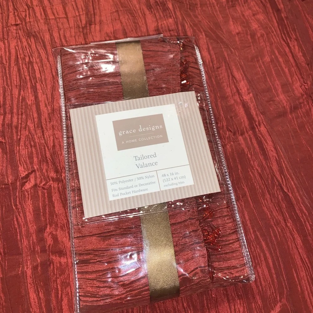 Grace designs 2 tailored valances rust/maroon‎ NWT total of 2 packages